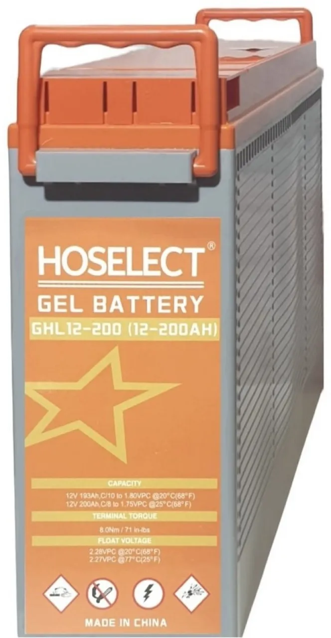 HOSELECT 12V 200Ah Gel Battery Slimline | Deep Cycle Battery HS12VGB 200 Ah Battery for Bus