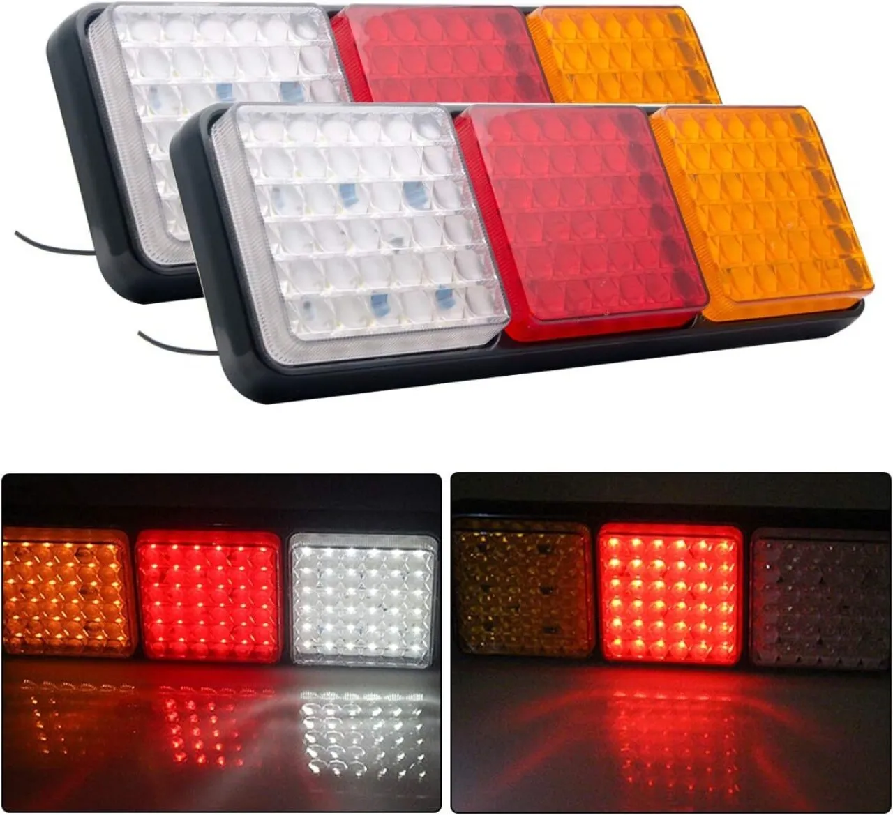 WEIWEISTORE 2PCS Trailer Tail Light Kit 108 LED Running Brake Turn Signals Reverse Lights Waterproo…