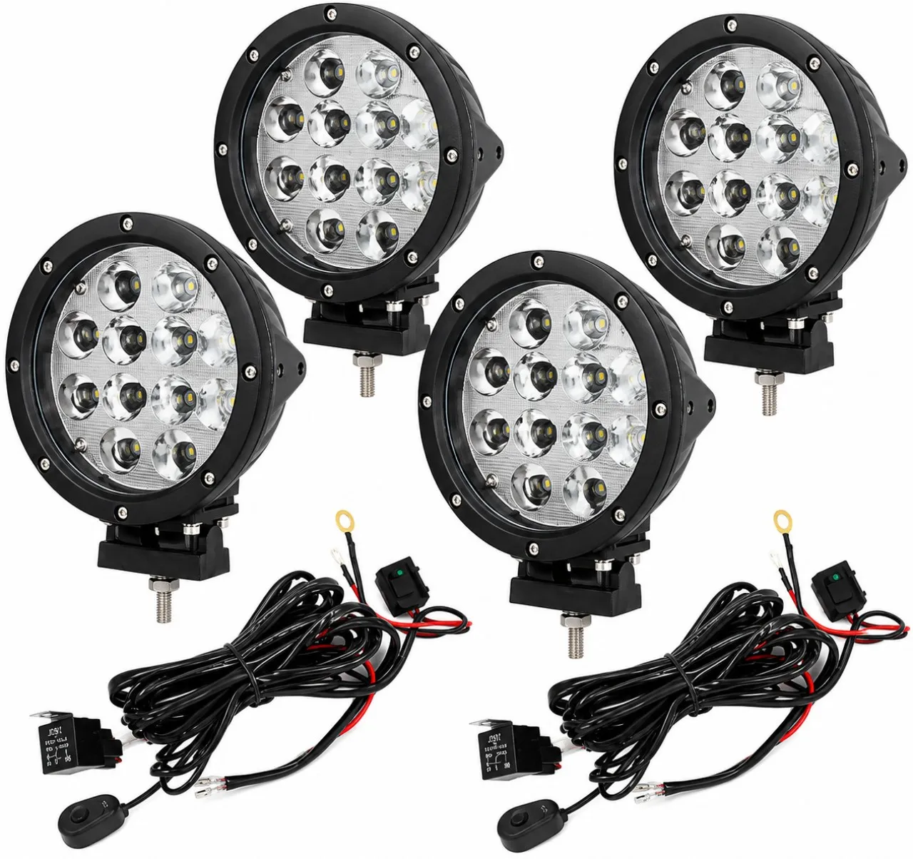 Generic 7-Inch 60W LED Off-Road Spotlights (4 Pack) with Relay Wiring Kit – 4x4 Driving Lights . LE…
