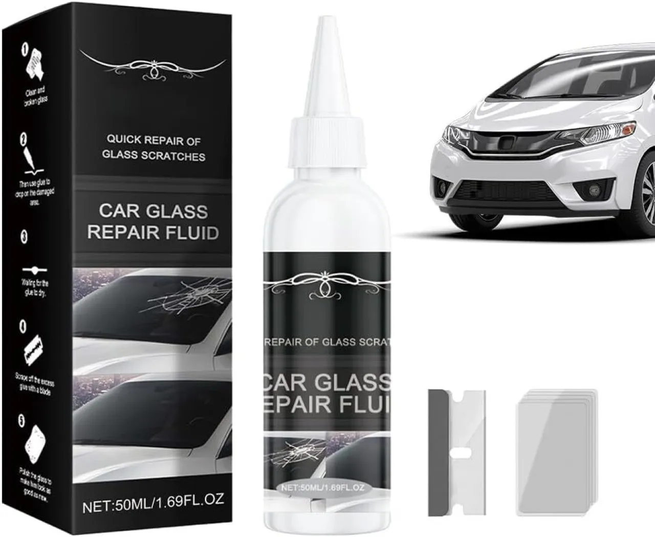 Xiyue Windshield Crack Repair Kit, Upgraded Car Windshield Cracks Gone Glass Repair Fluid Kit for f…