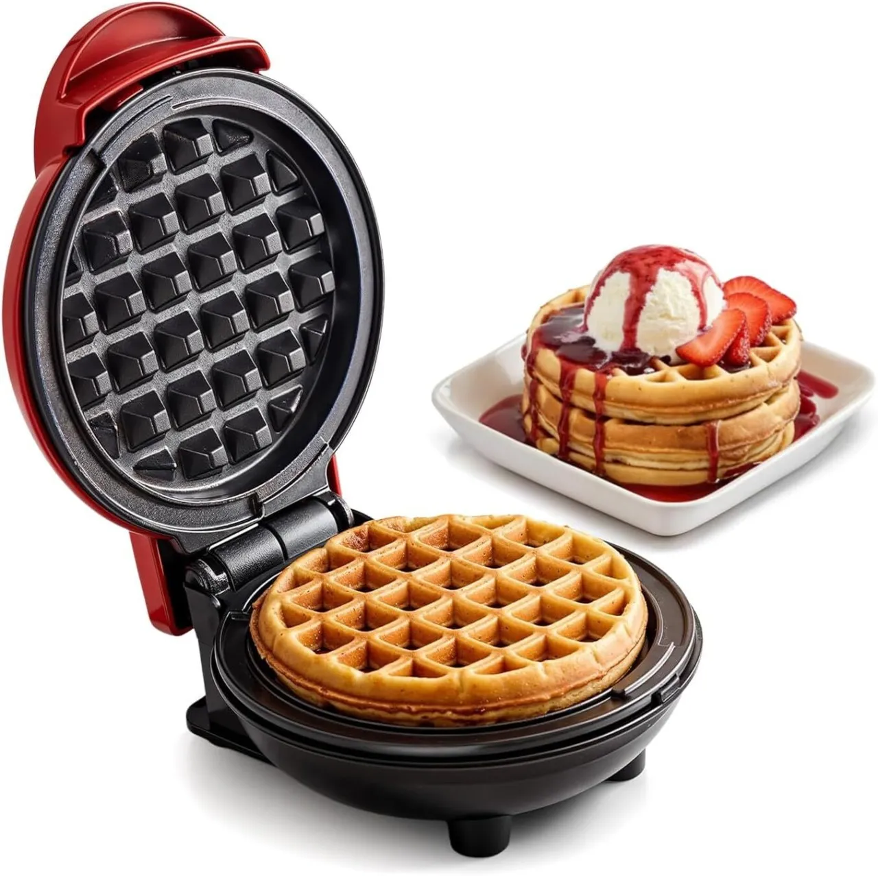 Lingfeng Elite Gourmet Electric Nonstick Mini Waffle Maker, Waffles, Hash Browns, Keto, Snacks, San…