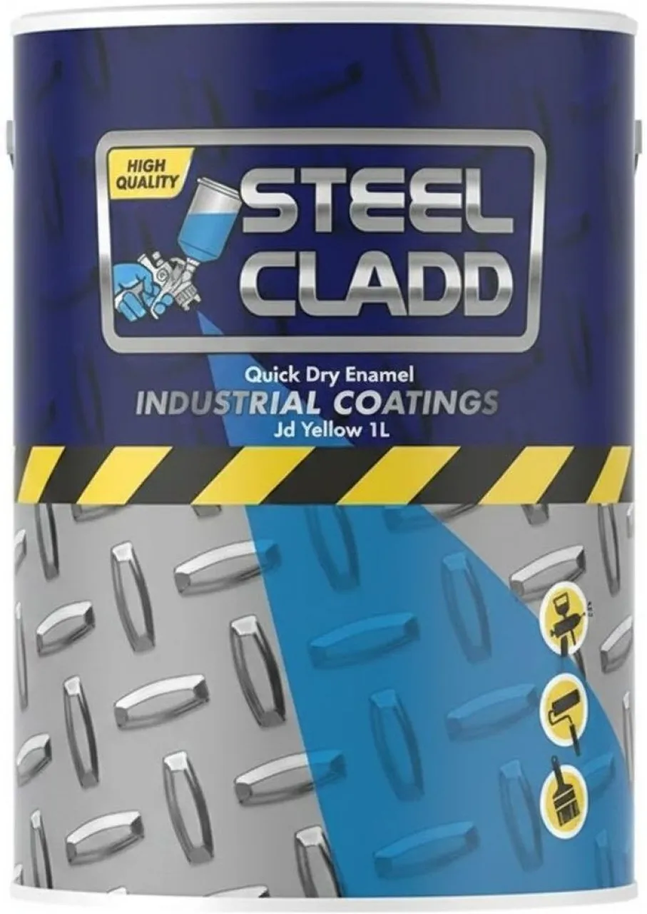 Steel Cladd Quick Dry Gloss Enamel Paint JD Yellow 1Liter Yellow Enamel Wall Paint