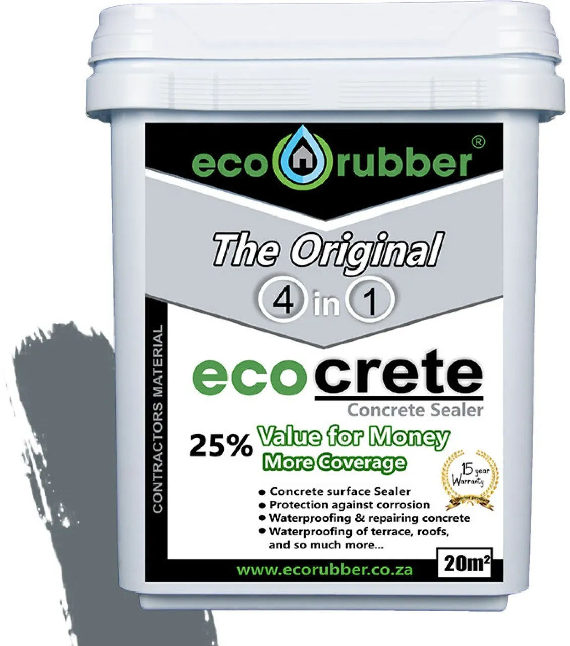 Eco Rubber Eco Crete 20 SQM Dark Grey Emulsion Wall Paint