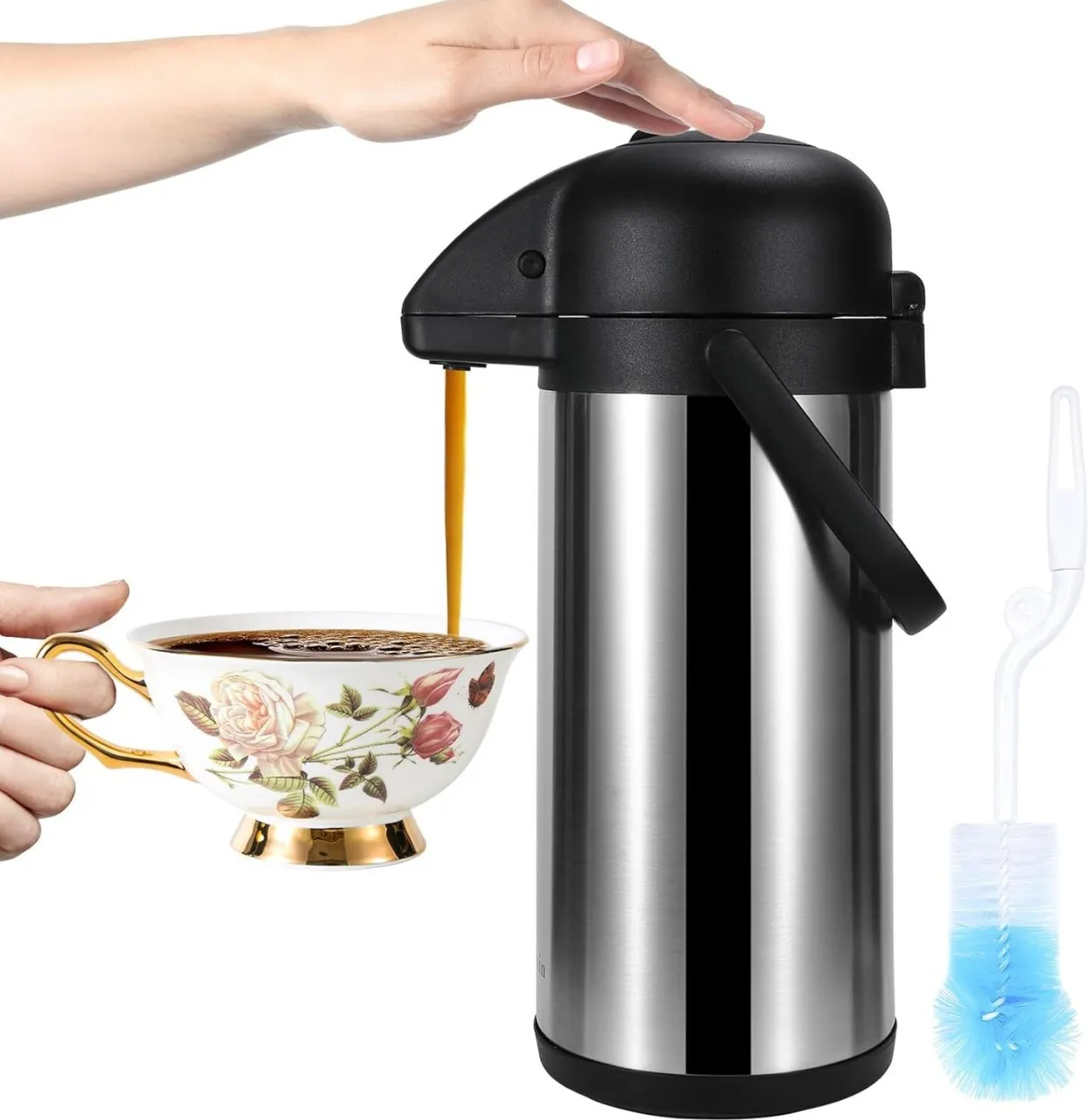 Generic Airpot Coffee Dispenser with Pump, Insulated Thermal Coffee Carafe Bottled Water Dispenser