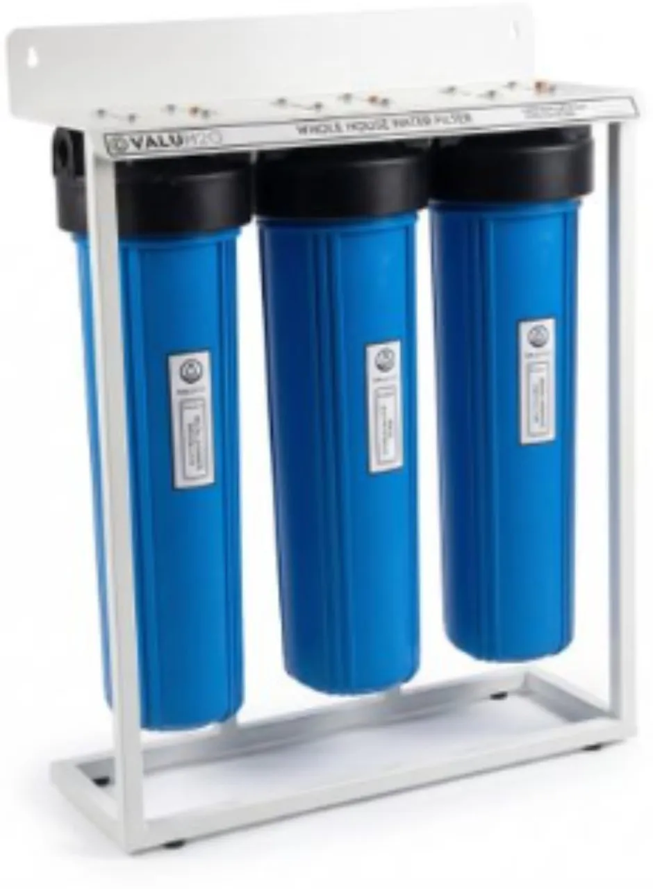 VALUH2O 3-Stage Whole House Water Filtration System on Stand Polypropylene, Carbon Filter Cartridge