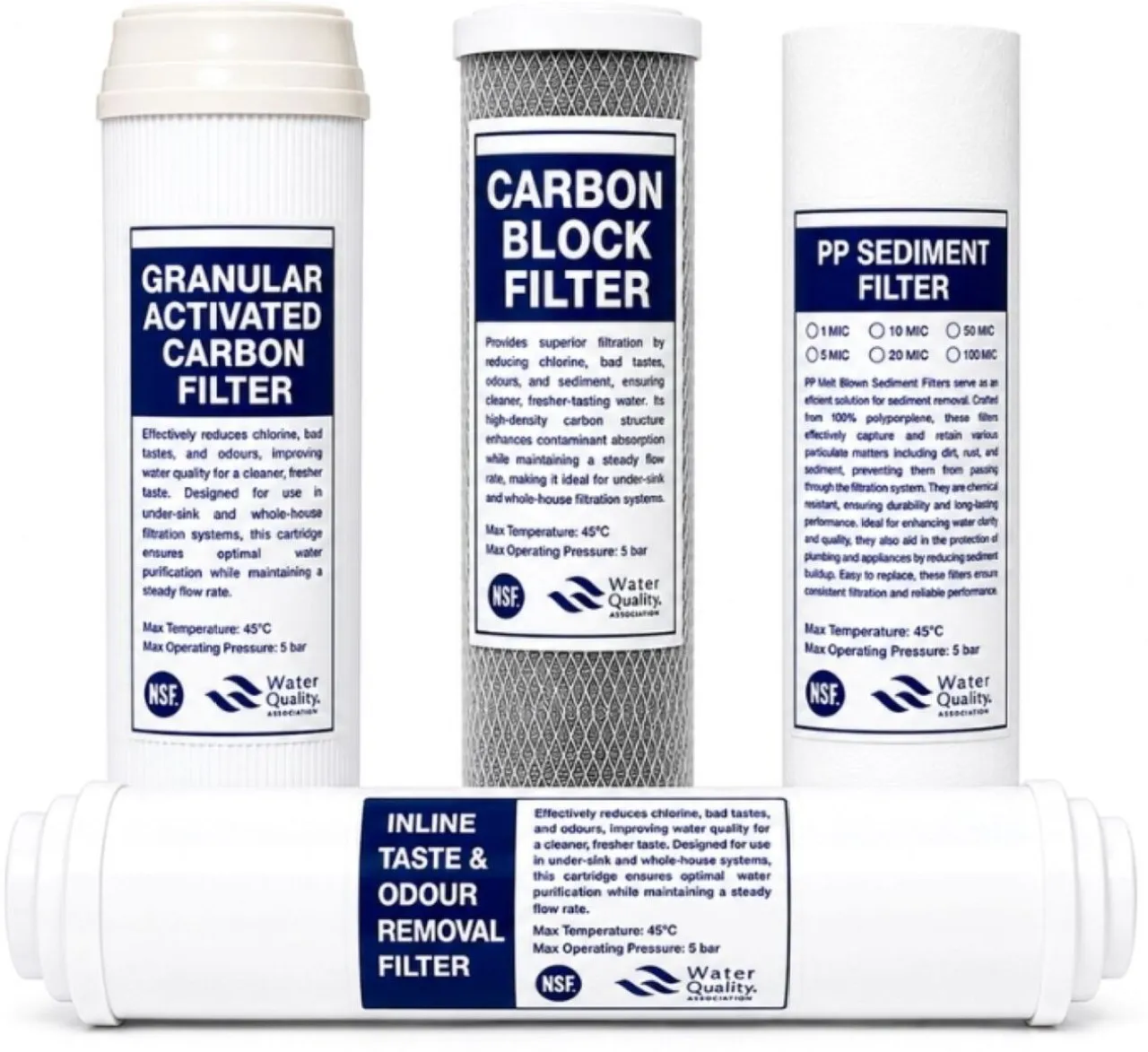 VALUH2O Under Counter RO and 5 Stage Ultra Filter System Replacement Filter set (excl Membrane) Pol…