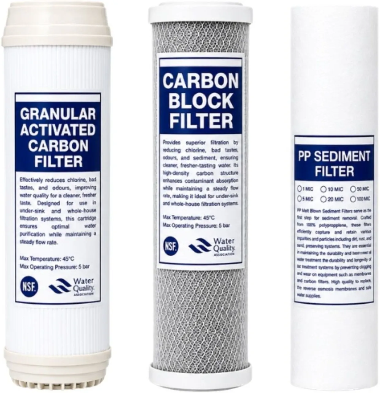 VALUH2O 10inch Basic Pre-Filter Replacement Set Polypropylene, Carbon Filter Cartridge