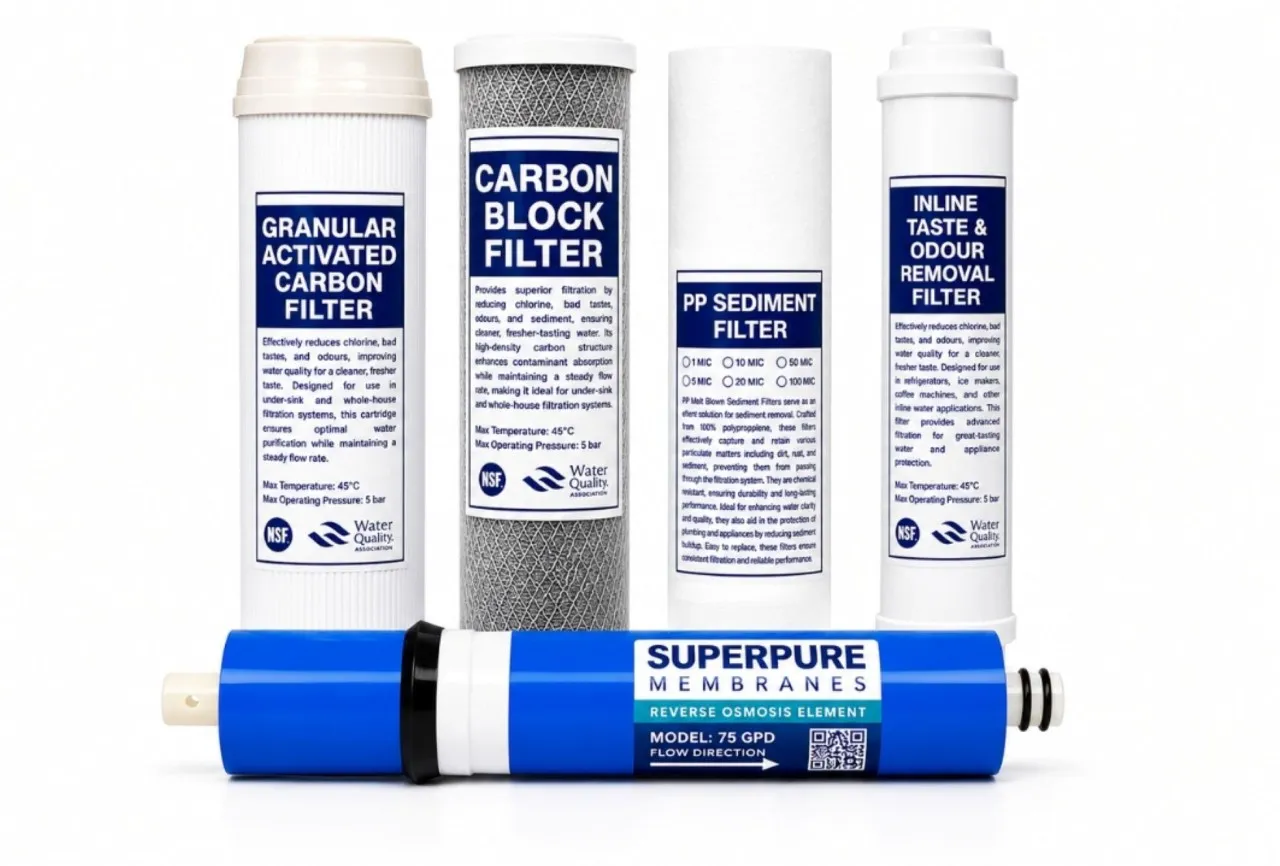 VALUH2O RO Filter Set (incl Membrane) Polypropylene, Carbon Filter Cartridge