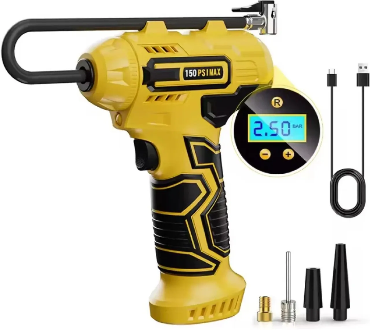 SHIJIN Portable Mini Electric Digital Air Compressor ABS Material Handheld Tire Inflator Premium Ho…