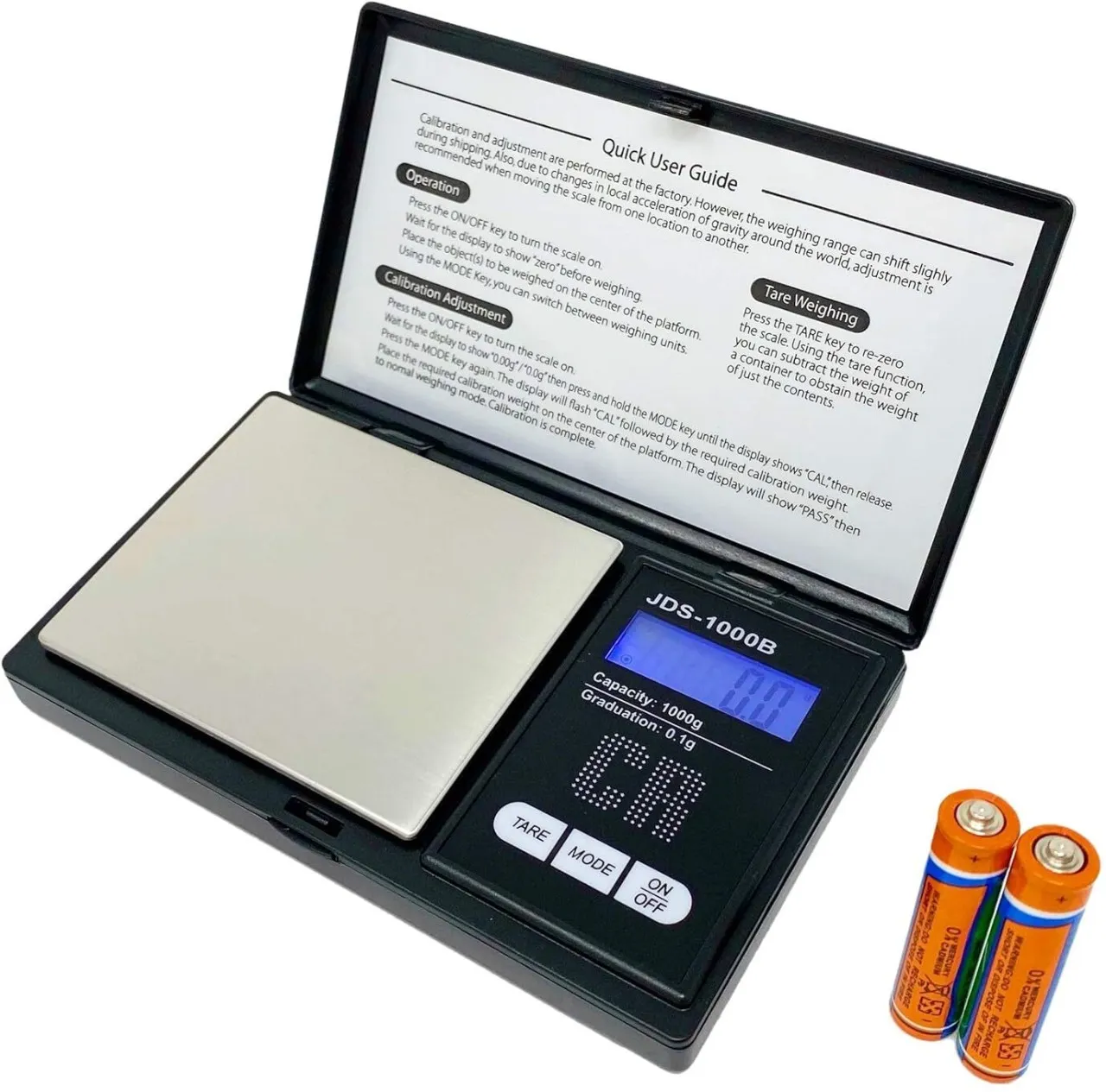 HYinjin CR Premium Digital Food Scale - 1000g by 0.1g, Portable & Black (JDS-1000B) (Battery NOT In…