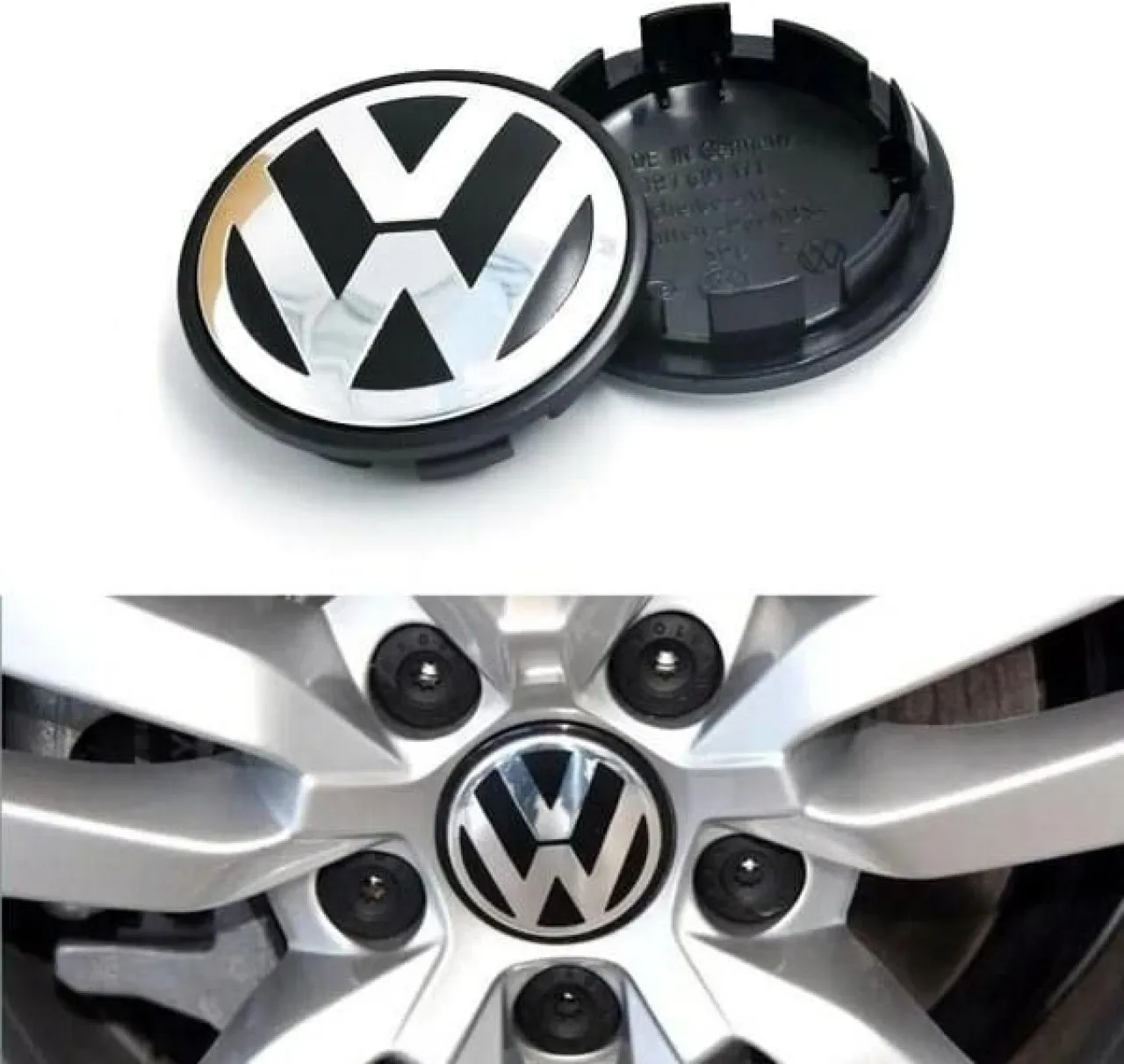 MAX (65 mm)4-Pack - VW Hub Caps / Wheel Hub Emblems - Car Silver 65mm 65mm 65mm For compatible Volk…