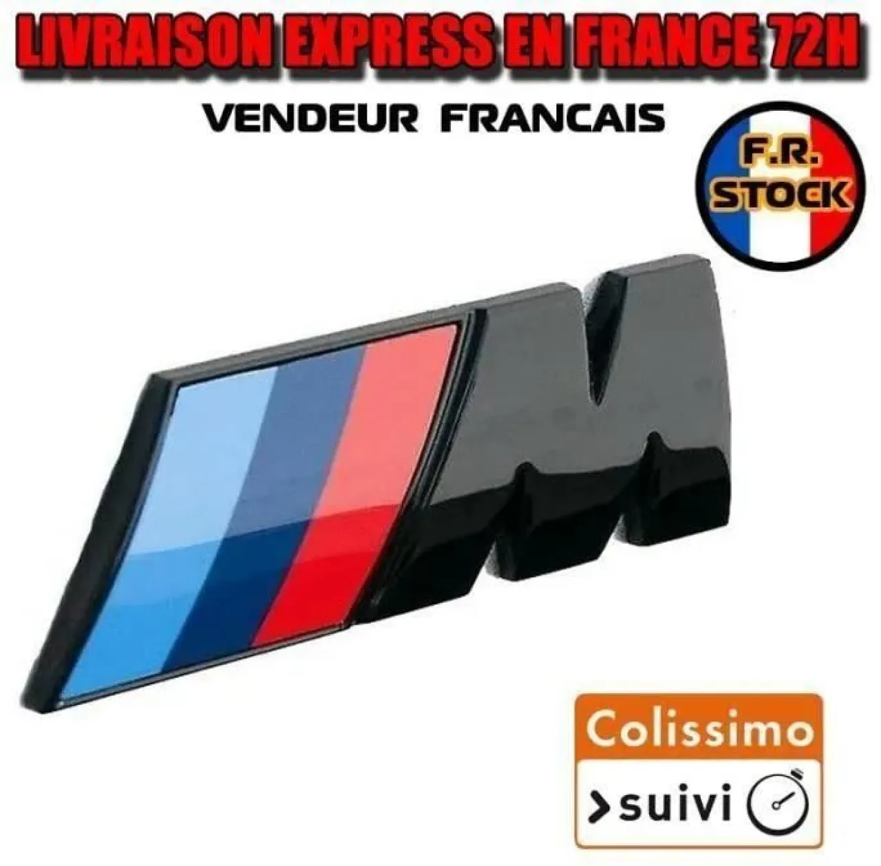 MAX BMW M Sport Gloss Black Trunk Logo Badge 73mm Trunk Emblem 1 2 3 4 5 Series For BMW