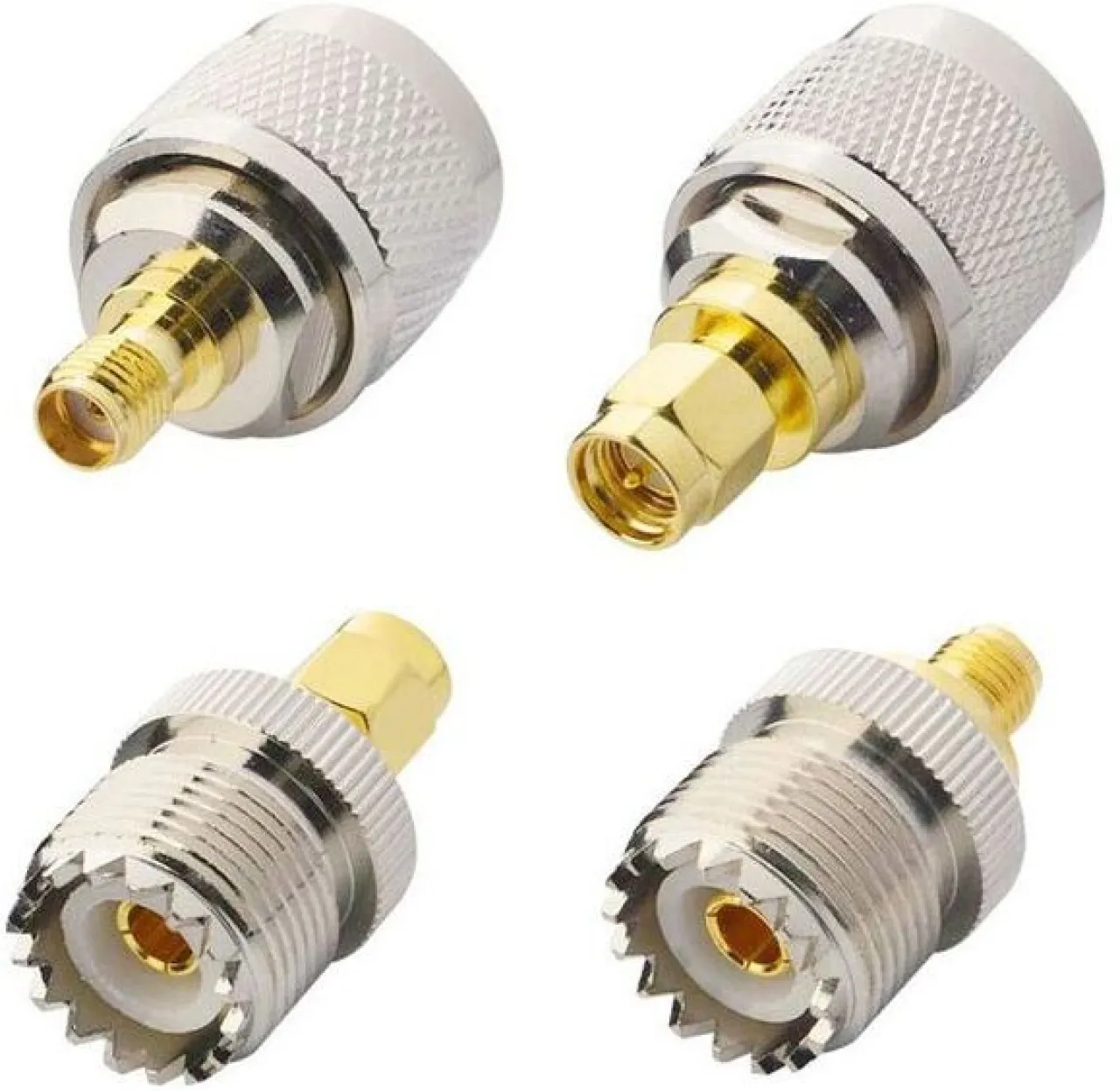 NANSHI 4 PCS / SET UHF SL16 PL259 SO239 to SMA Male Plug Female Jack RF Test Butt Splice Wire Conne…
