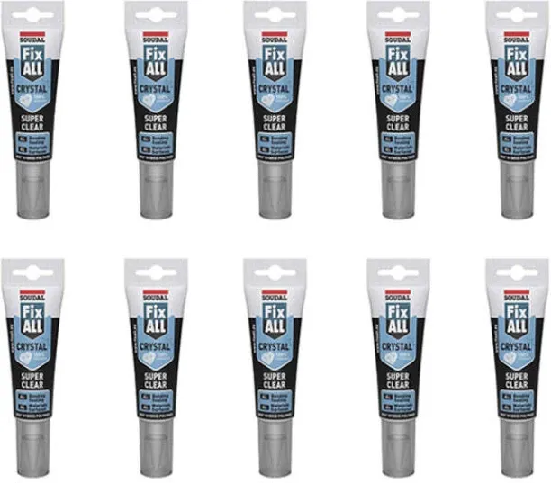 SOUDAL FIX ALL Crystal Flexible Adhesive Sealant Tube Super Clear 125ml Adhesive