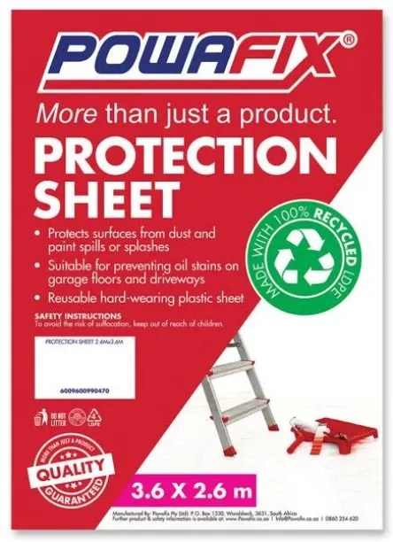 Powafix Protection Sheet 2.6M X 3.6M X 40Mic Adhesive
