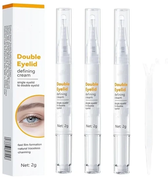 LIUHUI 3Pcs Double Eyelid Glue with Y-Shaped Fork - Double Eyelid Pen, Invisible Styling Cream Stic…