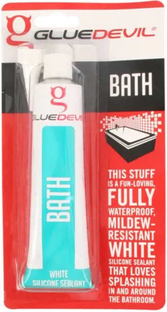 Glue Devil Silicone 90Ml Bath White 90 ml Adhesive Tool
