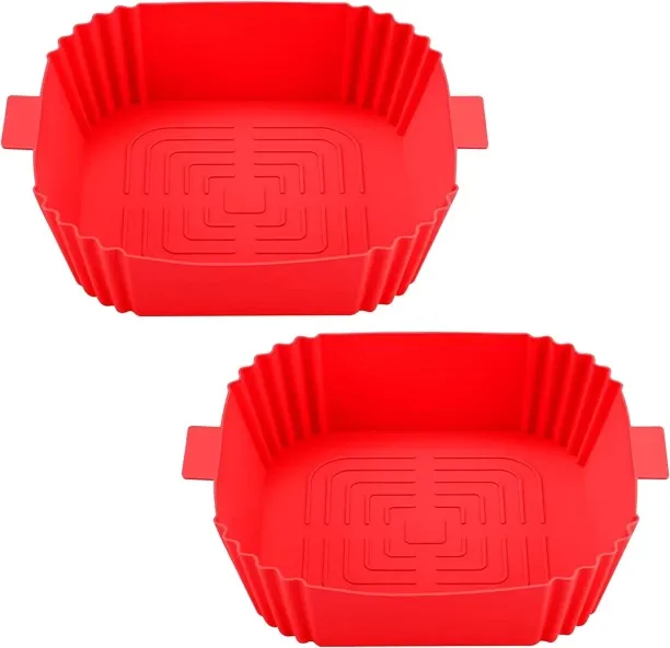 SPSP Air Fryer Liners Reusable-Silicone Air Fryer Liner Accessories Square,2pcs Air Fryer Liners Sq…