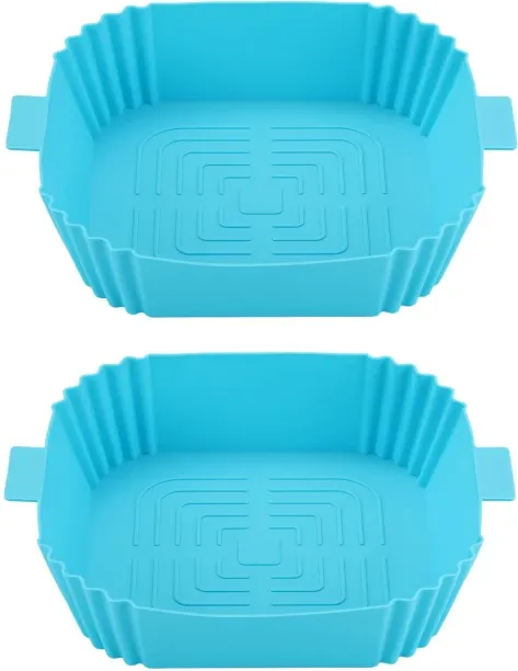 SpSp Air Fryer Liners Reusable-Silicone Air Fryer Liner Accessories Square,2pcs Air Fryer Liners Sq…