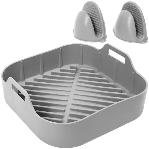 Maisonware Silicone Air Fryer Pot and Oven Mits Airfryer Tray