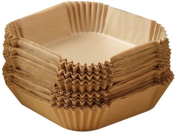 Square Disposable Air-Fryer Paper Liners - 100 Pack - Beige - 16 cm Airfryer Tray