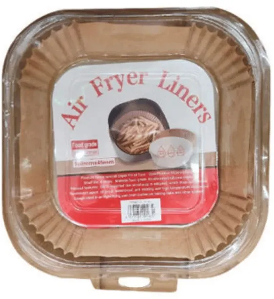 HGS Air Fryer Liners – 50-Pack - Baking Paper Trays Square Airfryer Tray
