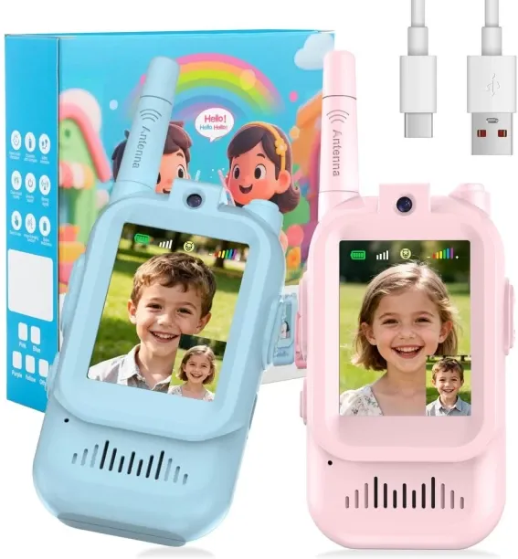 Bloo A set of 2 children's walkie-talkies, model M3, channel 11, WiFi 2.4G, LCD display, integrated…