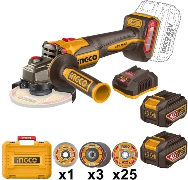 Ingco 42V 1280W Cordless Angle Grinder