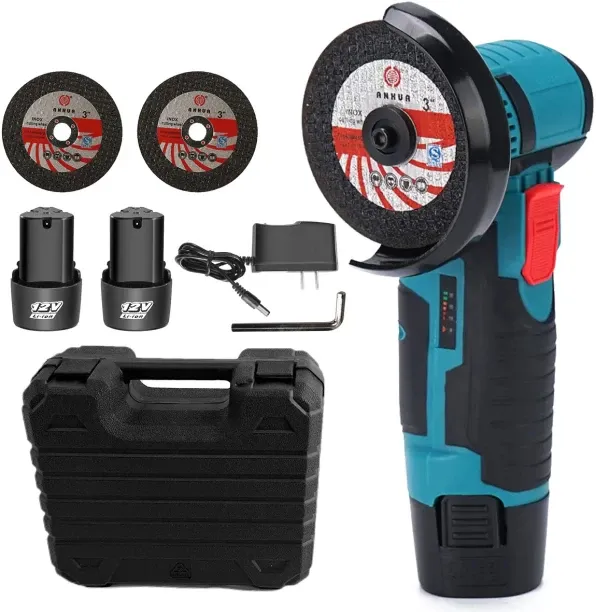 alnafa 3“ 12V Rechargeable Angle Grinder With 2 Batteries, 2 Discs, Case & Gloves Angle Grinder