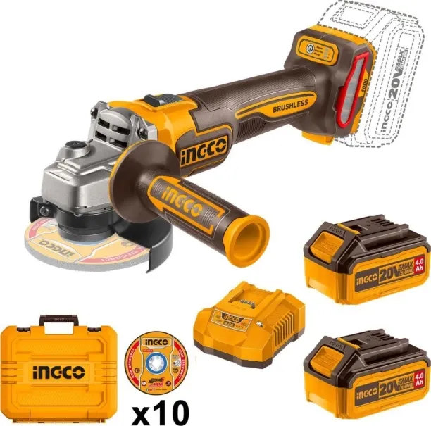 INGCO Cordless Angle Grinder 1000W 115mm 20V Kit Angle Grinder