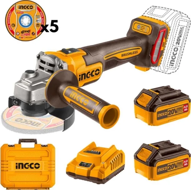Ingco Cordless Angle Grinder 900W 115Mm Brushless Kit Angle Grinder