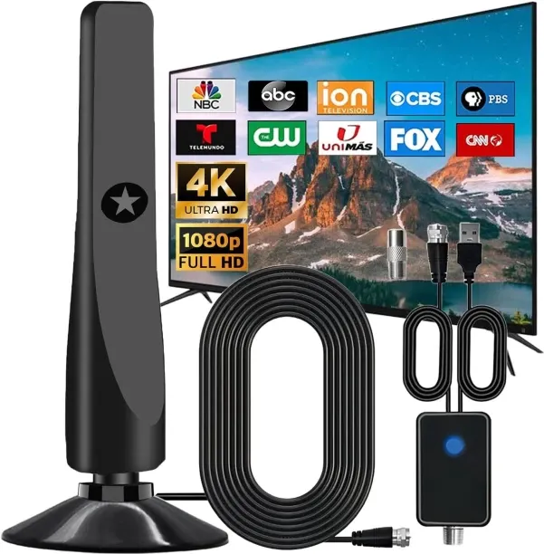 Flycross Smart TV indoor antenna, over 300 miles long distance, with amplifier signal booster Anten…