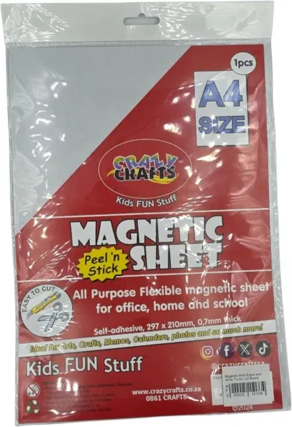 Crazy Crafts Kids A4 Peel and Stick Magnetic Sheets- L x 30cm Craft Kits Art and Craft Kit