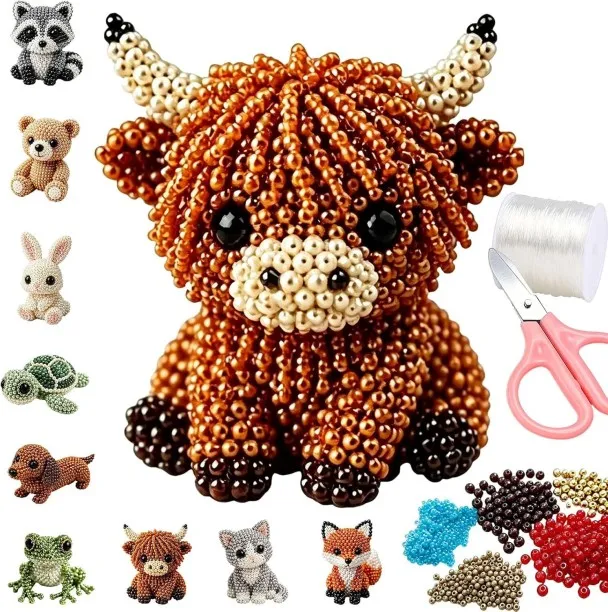 Zuosheng 3D Beaded Animal Kit, Tiny 3D Beaded Animal DIY Kit, DIY Animal Beading Kit, Handmade Crea…