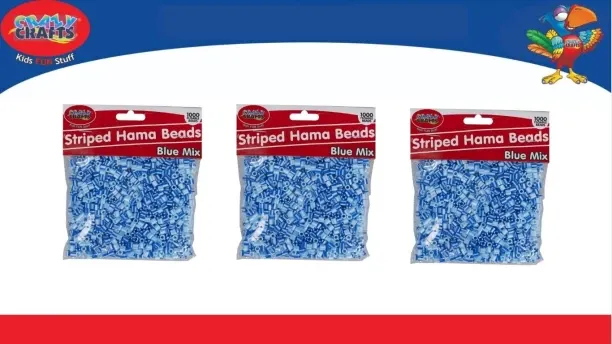 Crazy Crafts Striped Blue Mix Hama Beads Beads Art and Craft Kit