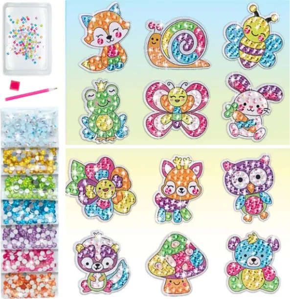 Diamond Dot Painting In Our Animal Fun Design (12 Shiny Big Gem Stickers) For Kids – Diamond Painti…