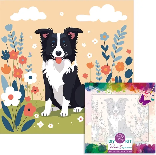 Easy Craft Paint by Number Kids DIY Kit, 20x20cm Dogs Craft Kits Art and Craft Kit