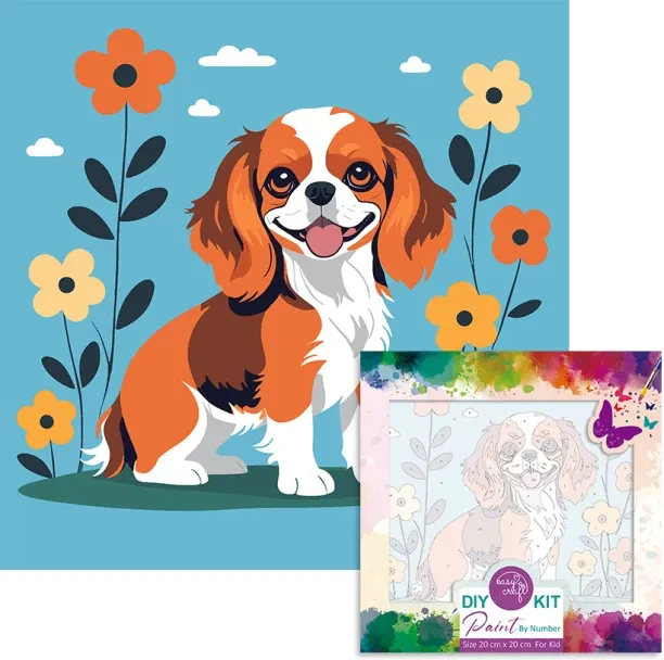 Easy Craft Paint by Number Kids DIY Kit, 20x20cm Dogs Craft Kits Art and Craft Kit