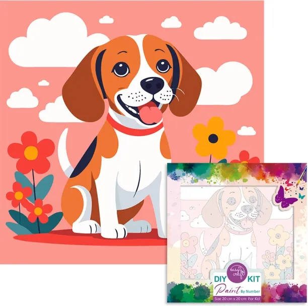 Easy Craft Paint by Number Kids DIY Kit, 20x20cm Dogs Craft Kits Art and Craft Kit