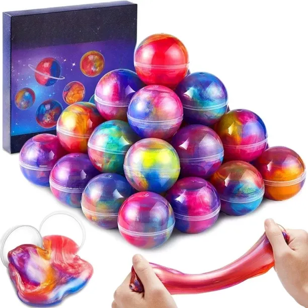 marevic Easter Slime Party Favors, 24 Pack Galaxy Slime Ball Clay Art & Moulding Art and Craft Kit