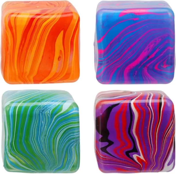 Bloom Box 4 Pack Fidget Toys Squishy Swirl Stress Cube, Ice Cube Stress Balls for Adults Kids,Squis…
