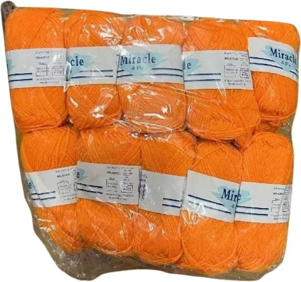 Miracle 4 Ply 422158 Orange Wool 25g Knitting Wool Art and Craft Kit