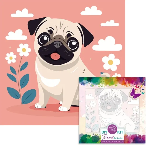 Easy Craft Paint by Number Kids DIY Kit, 20x20cm Dogs Craft Kits Art and Craft Kit