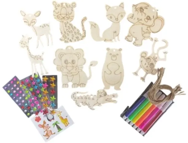 Heavenly Whispers Paint Your Own - Wild animals - 9 Creations Wood Craft Kit For Kids Craft Kits Ar…