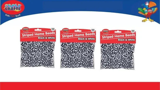 Crazy Crafts Striped Black & White Hama Beads Beads Art and Craft Kit