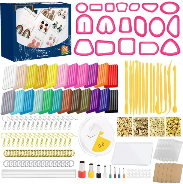 Solala Clay set, soft clay handmade diy earrings geometric mold tool set soft clay stone plastic cl…