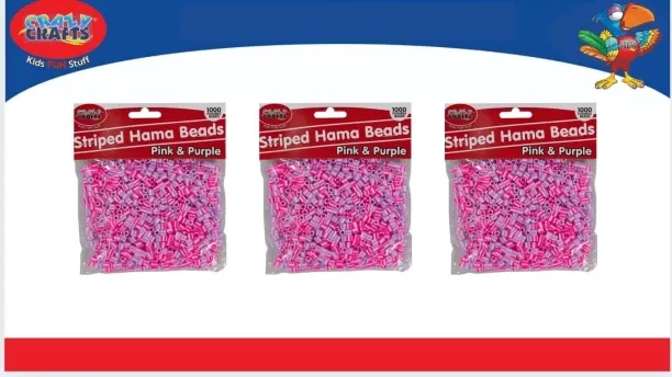 Crazy Crafts Striped Pink & Purple Hama Beads Beads Art and Craft Kit