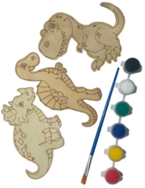 Heavenly Whispers Paint Your Own - Dinosaur - 3 Creations Wood Paint Craft Kit For Kids