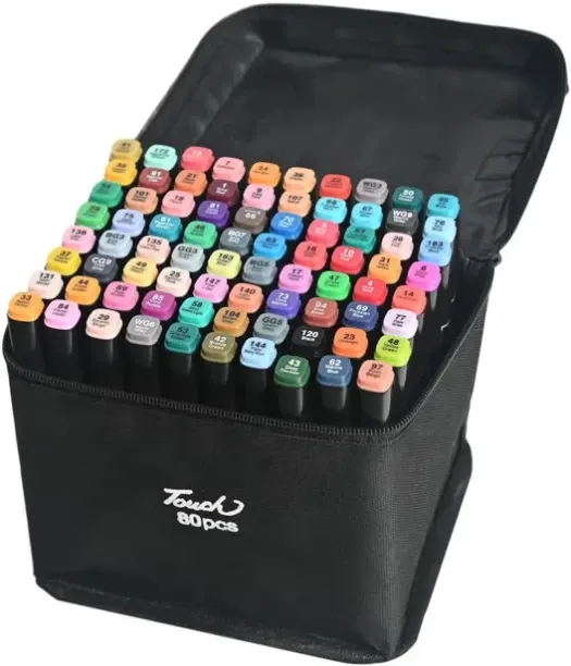 Perfect Dealz 80Pcs Art Sketch Drawing Twin Marker Painting Pen Set