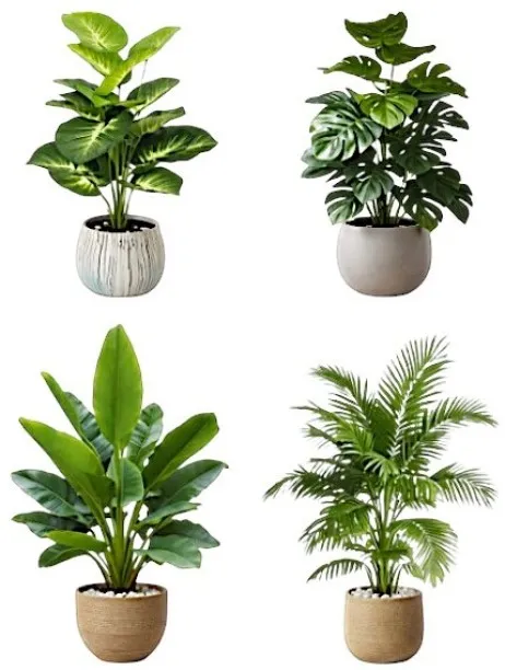 Paradise 4 PCS Large Artificial Palm Tree Set Palm Artificial Plant